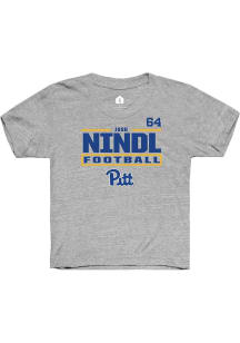 Josh Nindl Pitt Panthers Youth Grey NIL Stacked Box Player Tee