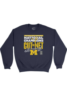 Michigan Wolverines Mens Navy Blue 2026 Men's Basketball National Champions Cut The Net Long Sleev..