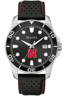 Bulova Nebraska Cornhuskers Sport Leather Mens Watch