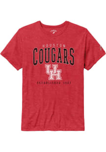 League Houston Cougars Red Victory Falls Puff Arch Mascot Short Sleeve Fashion T Shirt