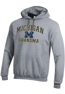Champion Michigan Wolverines Mens Grey Grandma Powerblend Long Sleeve Hoodie