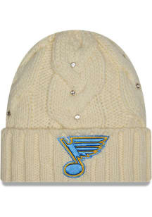 New Era St Louis Blues White DL Rhinestone Cable Cuff Womens Knit Hat