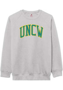 League UNCW Seahawks Mens Grey Arch Name Long Sleeve Crew Sweatshirt
