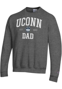 Champion UConn Huskies Mens Charcoal Est Date Dad Powerblend Long Sleeve Crew Sweatshirt