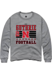 Rex Guthrie Nebraska Cornhuskers Mens Grey Football NIL Striped Player Crew