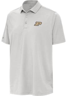 Antigua Purdue Boilermakers Mens Grey Hurdle Short Sleeve Polo