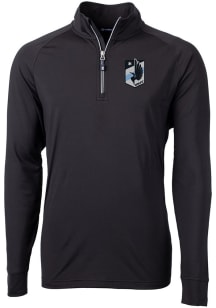 Cutter and Buck Minnesota United FC Mens Black Adapt Eco Knit Long Sleeve Qtr Zip Pullover