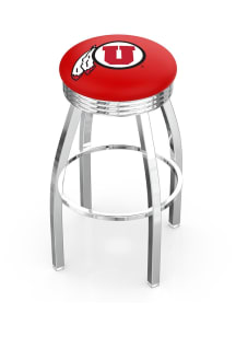 Utah Utes 3 Ring Chrome Seat Pub Stool - Silver