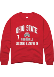 Jermaine Mathews Jr Ohio State Buckeyes Mens Red Football NIL Arch Logo Player Crew