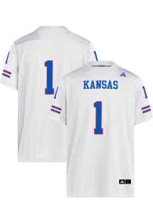 Adidas Kansas Jayhawks White Replica No 1 Football Jersey