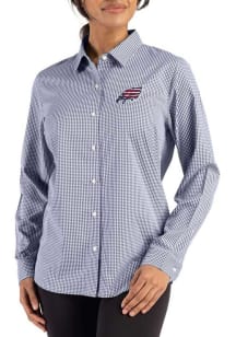 Cutter and Buck Philadelphia Eagles Womens Americana Epic Confidence Gingham Long Sleeve Navy Blue..