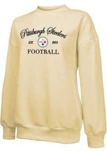 Pittsburgh Steelers Womens Yellow Social Club Crew Sweatshirt