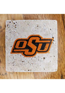 Oklahoma State Cowboys Primary Logo 4x4 Stone Coaster - Orange