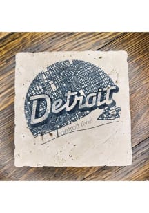 Detroit Wordmark Script Map Coaster - Black