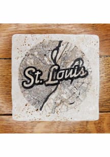 St Louis Wordmark Script Map Coaster - Black