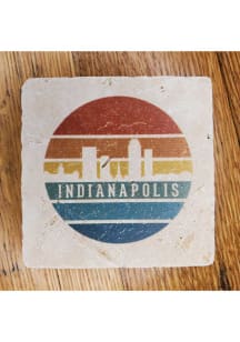 Indianapolis Skyline Color Cirlce Coaster - White