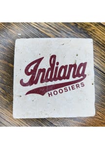 Indiana Hoosiers Team Name 4x4 Stone Coaster - Red