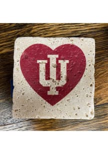 Indiana Hoosiers Heart U Logo 4x4 Stone Coaster - Red