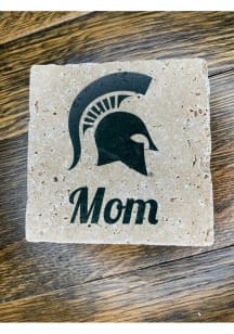 Michigan State Spartans Helmet Logo Mom 4x4 Stone Coaster - Green