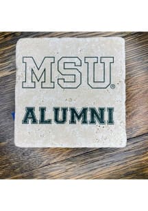 Michigan State Spartans Alumni 4x4 Stone Coaster - Green