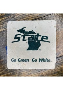 Michigan State Spartans State Go Green Go White 4x4 Stone Coaster - Green