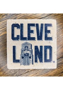 Cleveland Workmark with Statue Coaster - White