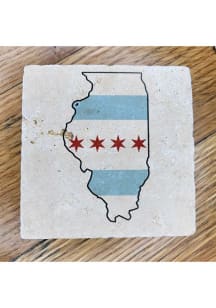 Chicago State Shape With Flag Coaster - Brown