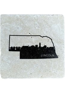 Lincoln city skyline state shape Coaster - Black