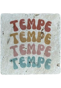 Tempe Stacked Text Coaster - White