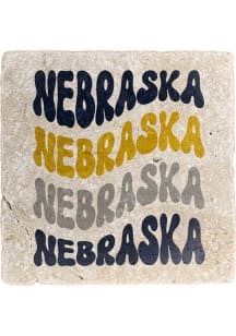 Nebraska Wavy Design Coaster - Blue