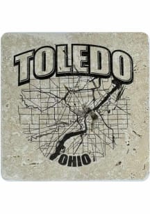 Toledo City Map Coaster - Black