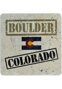 Boulder Block with Flag Coaster - White