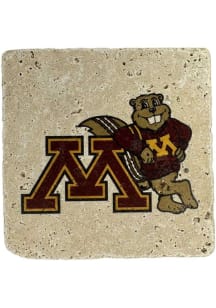 Minnesota Golden Gophers Goldy Leaning On M Coaster - Maroon