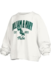Pressbox William & Mary Tribe Womens Ivory Janise Crew Sweatshirt