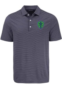 Cutter and Buck Seattle Sounders FC Mens Navy Blue Forge Eco Fine Line Short Sleeve Polo