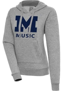 Antigua Michigan Wolverines Womens Grey Heather Music Victory Hooded Sweatshirt