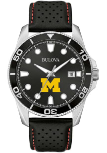 Bulova Michigan Wolverines Sport Leather Mens Watch