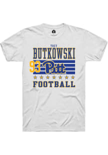 Trey Butkowski Pitt Panthers White Football NIL Striped Short Sleeve Player T Shirt