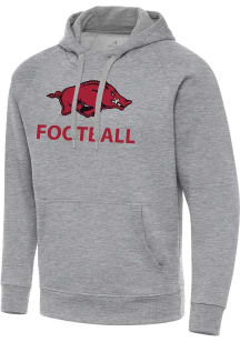 Antigua Arkansas Razorbacks Mens Grey Heather Football Victory Long Sleeve Hoodie