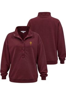 Arizona State Sun Devils Womens Maroon Quilted Snap Qtr Zip