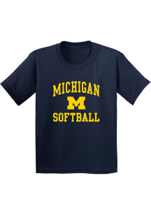 Michigan Wolverines Youth Navy Blue Arch Logo Softball Short Sleeve T-Shirt