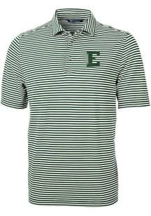 Cutter and Buck Eastern Michigan Eagles Mens Green Virtue Stripe Pique Short Sleeve Polo