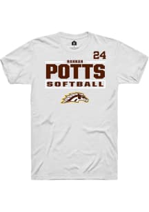 Hannah Potts Western Michigan Broncos White NIL Stacked Box Short Sleeve Player T Shirt