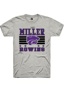 Lacy Miller K-State Wildcats Ash NIL Striped Short Sleeve Player T Shirt