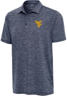 Antigua West Virginia Mountaineers Mens Navy Blue Sprout Short Sleeve Polo