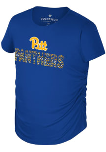Colosseum Pitt Panthers Girls Blue Bree Short Sleeve Fashion T-Shirt