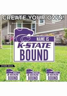 K-State Wildcats Personalized School Bound Yard Sign - White