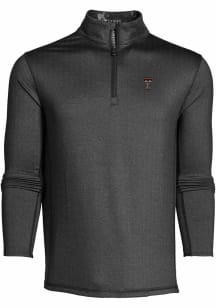 Greyson Texas Tech Red Raiders Mens Black Tate Herringbone Long Sleeve Qtr Zip Pullover