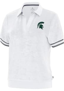 Antigua Michigan State Spartans Womens Navy Blue Favorite Short Sleeve Polo Shirt