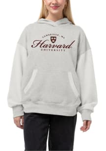 Harvard Crimson Womens Grey Reverse Fleece Hooded Sweatshirt